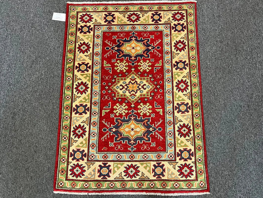 Kazak Multicolor 3X4 Handmade Wool Rug # 13294
