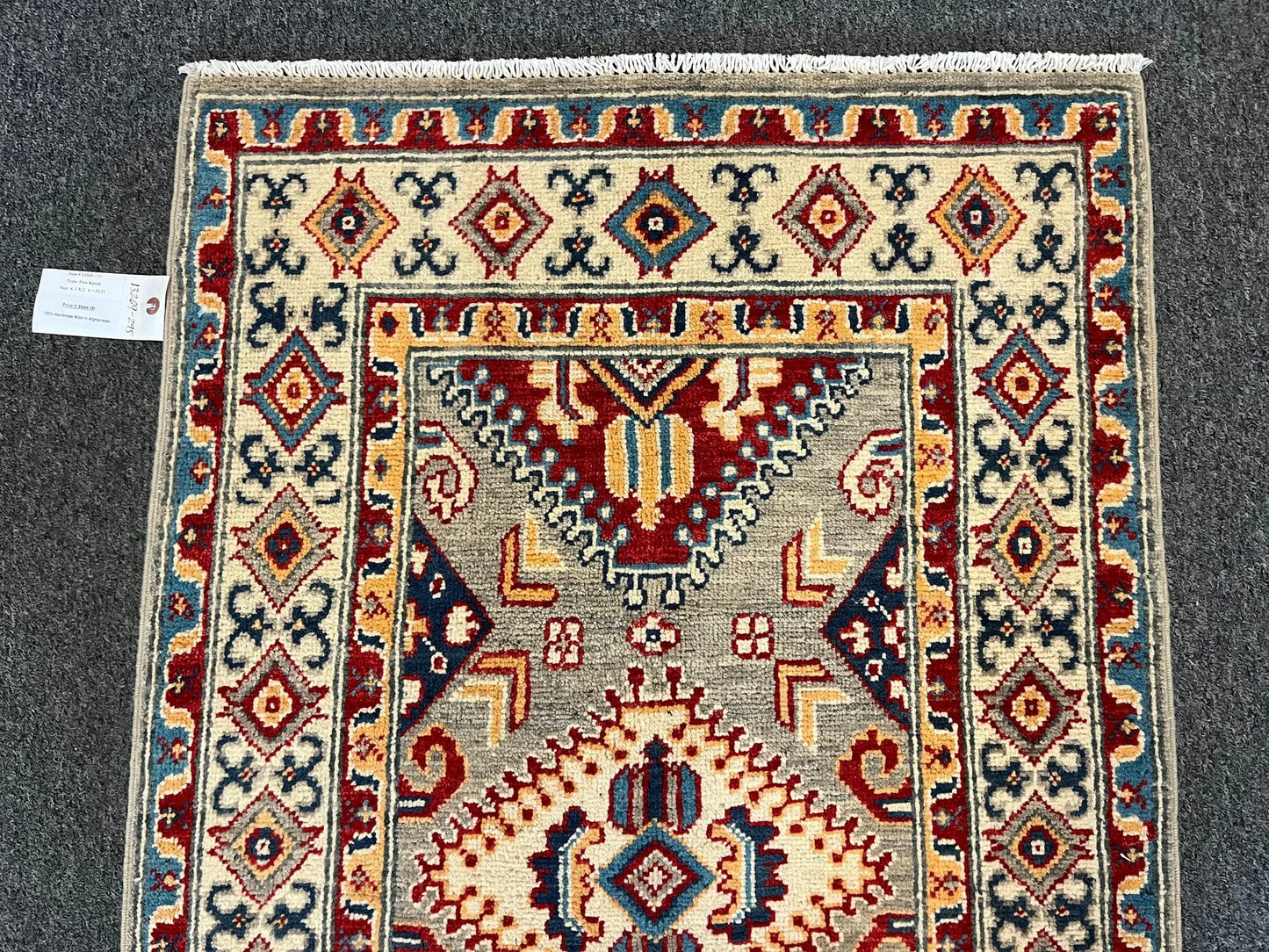 Kazak Geometric Multicolor 3X4 Handmade Wool Rug # 13269