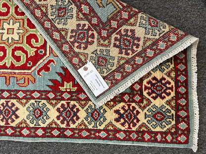 Kazak Geometric 3X4 Handmade Wool Rug # 13295