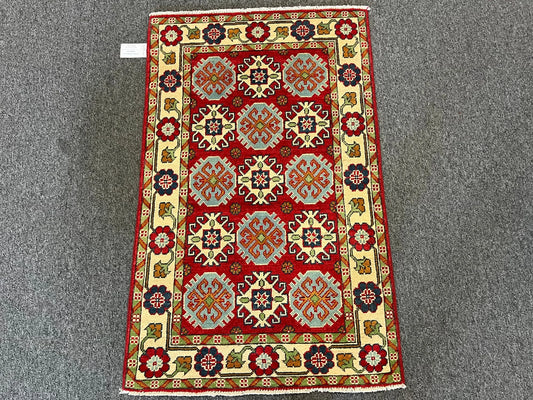 Kazak Red 3X4 Handmade Wool Rug # 13298