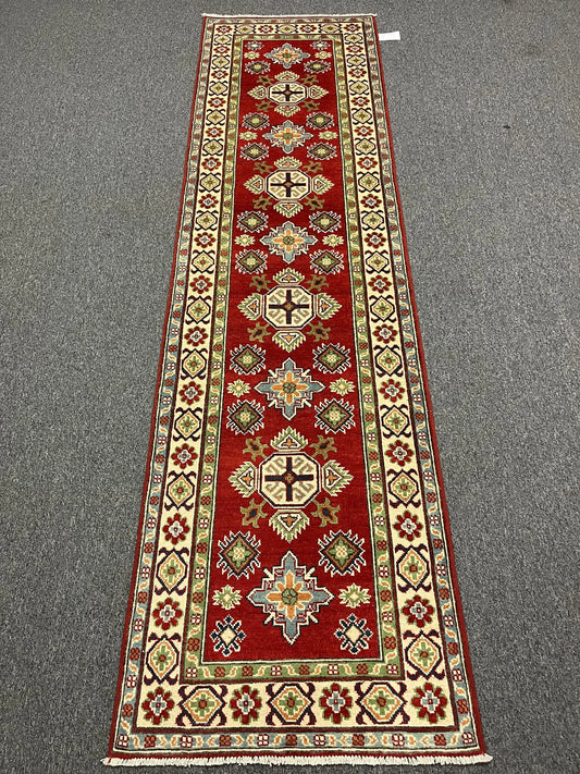 2' 7" X 10' Kazak Handmade Wool Hallway Runner # 12981