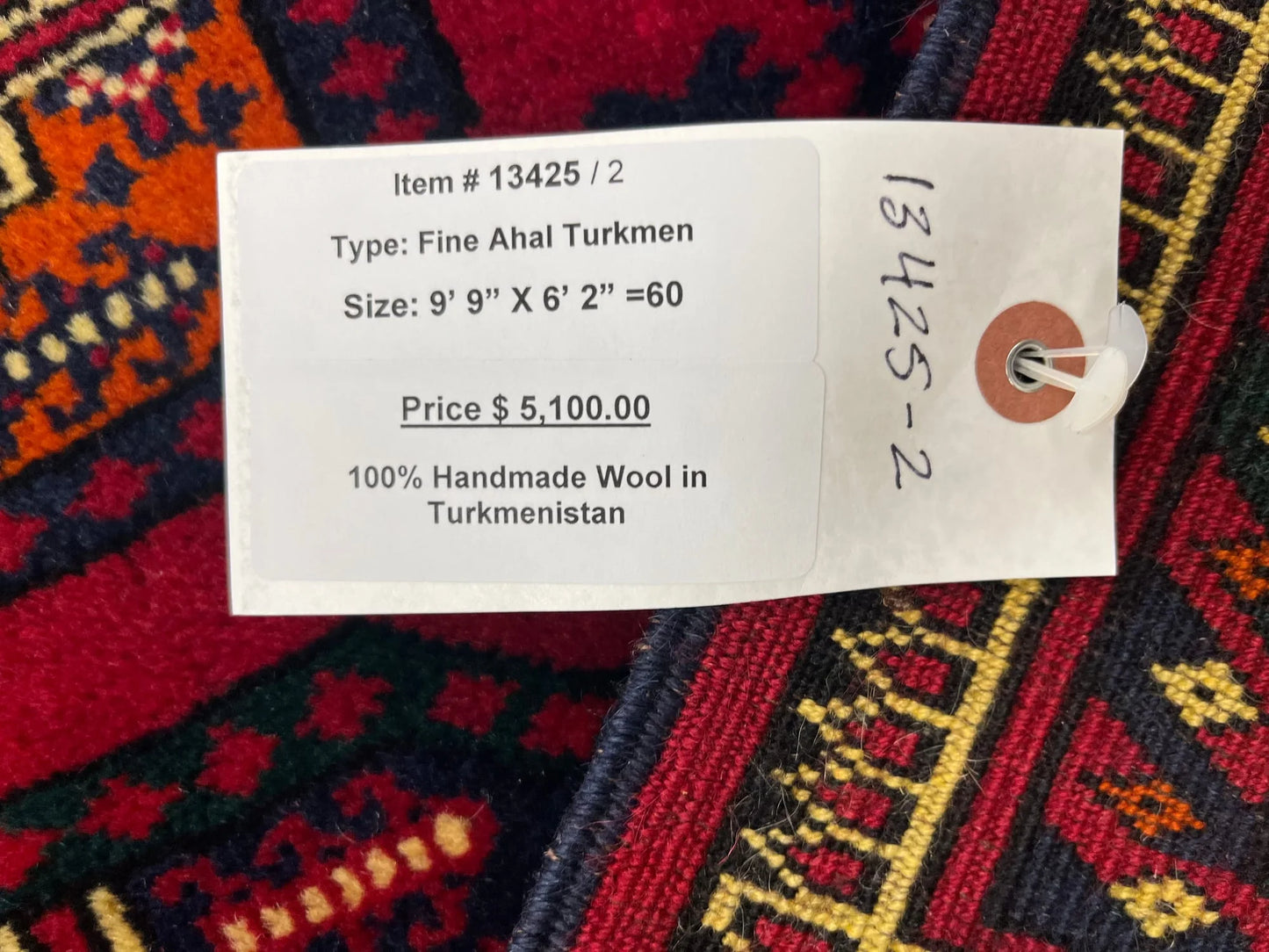 Turkmen Ahal Gul 6X10 Handmade Wool Rug # 13425