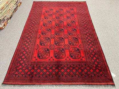 Afghan Fil Pai Red 6X10 Handmade Wool Rug # 13259