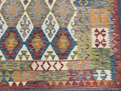 Flatweave Reversible 7X10 Kilim Multicolor Wool Rug # 13568