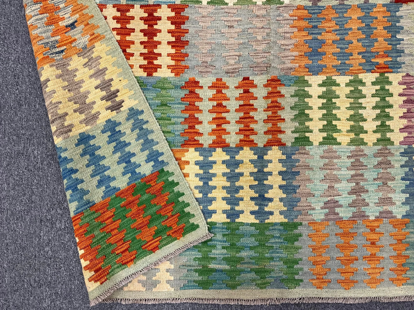 Kilim Flatweave 7X10 Reversible Multicolor Wool Rug # 13574