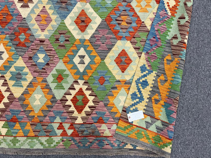 Kilim Flatweave 7X10 Reversible Multicolor Wool Rug # 13573