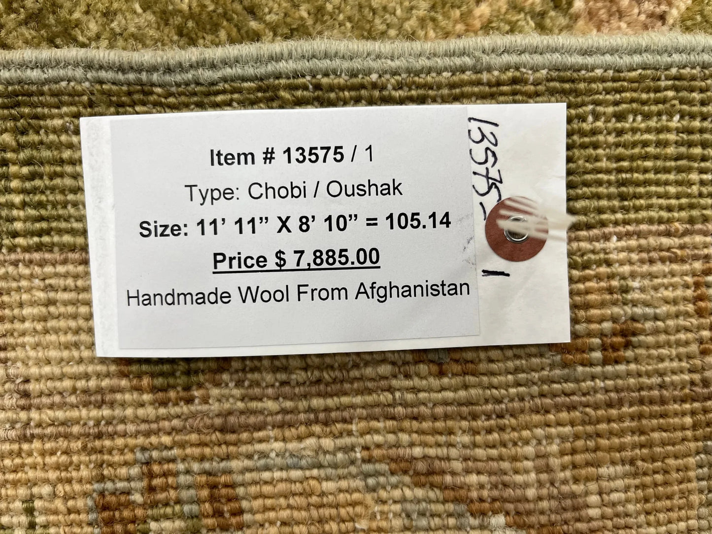 Oushak Chobi Soft Green 9X12 Handmade Wool Rug # 13575