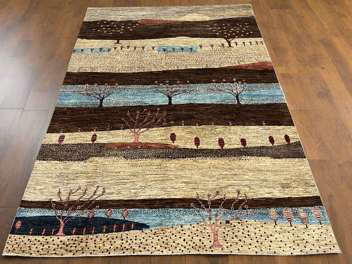 8X11 Gabbeh Loribaft Handmade Wool Tribal Rug # 14426