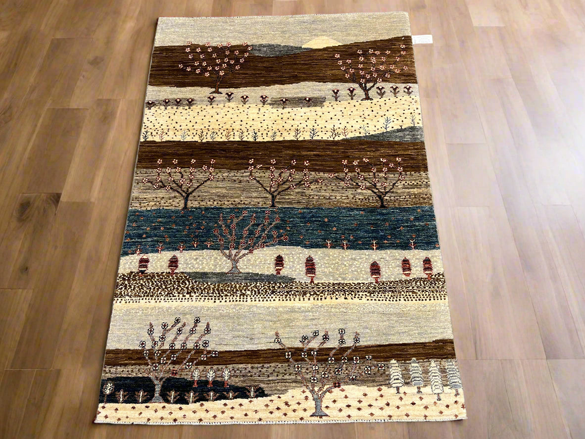 4X6 Gabbeh Loribaft Handmade Wool Tribal Rug # 14369