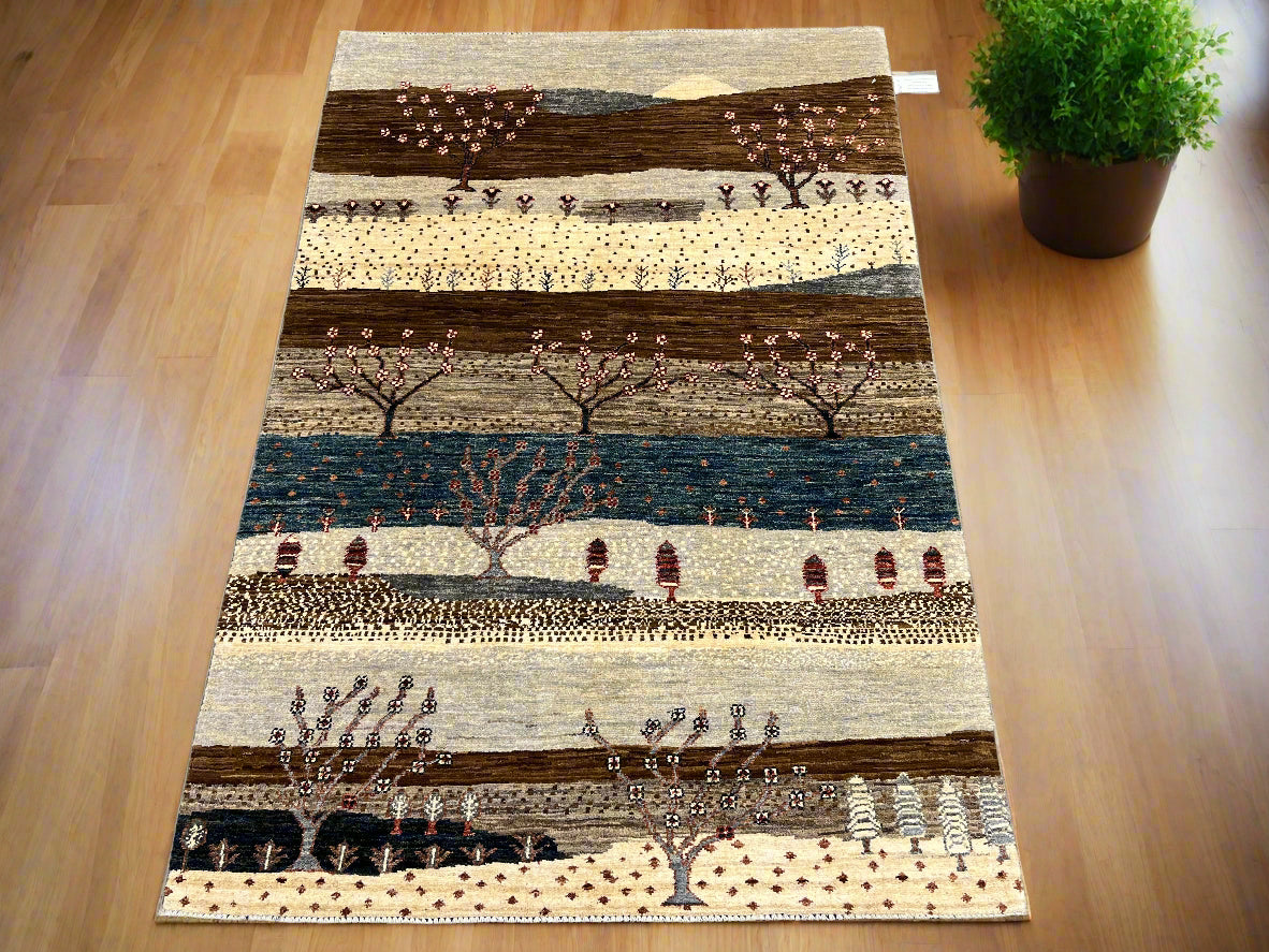 4X6 Gabbeh Loribaft Handmade Wool Tribal Rug # 14369