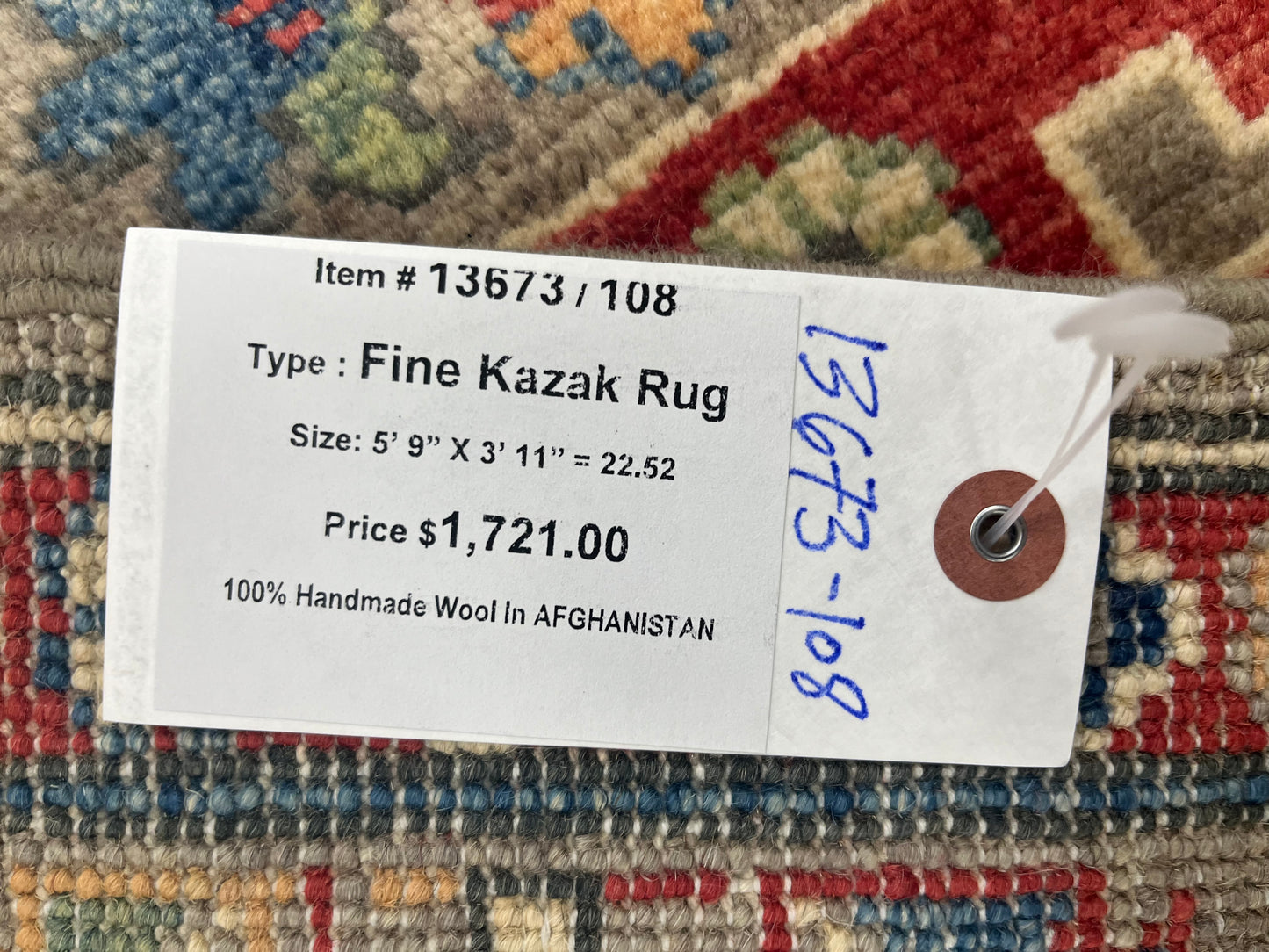 4 X 6 Kazak Handmade Wool Rug # 13673