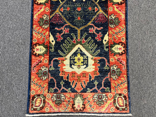 2' 6"X18 Afghan Bijar Handmade Wool Runner Rug # 14142