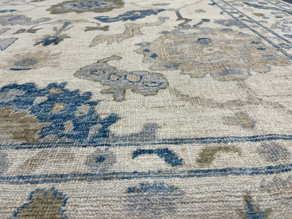 Oushak Beige/Light blue 7X10 Handmade Wool Rug # 14285