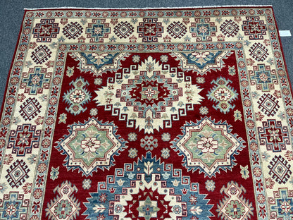 Kazak Red 7X10 Handmade Wool Rug # 13710