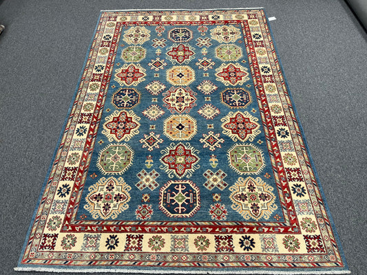 Light Blue Kazak 6x9 Handmade Wool Rug # 13897