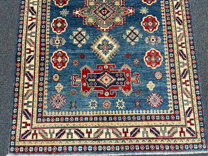 Kazak Light Blue 5X8 Handmade Wool Rug # 13651