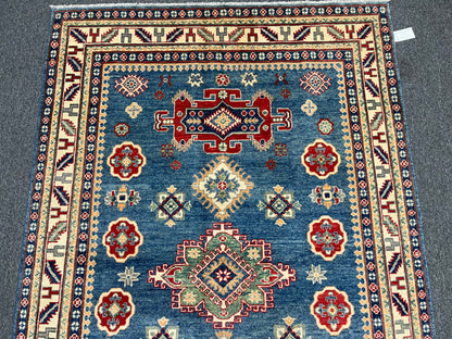Kazak Light Blue 5X8 Handmade Wool Rug # 13651