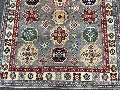 Kazak Gray Brown 6X9 Handmade Wool Rug # 13718