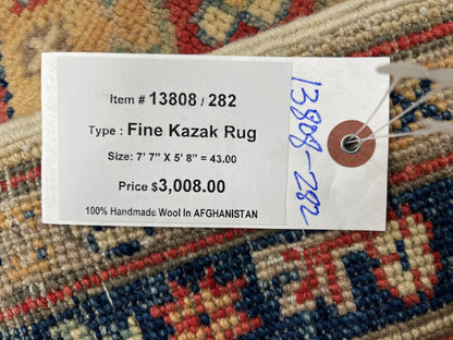 Kazak Beige 6X8 Handmade Wool Rug # 13808