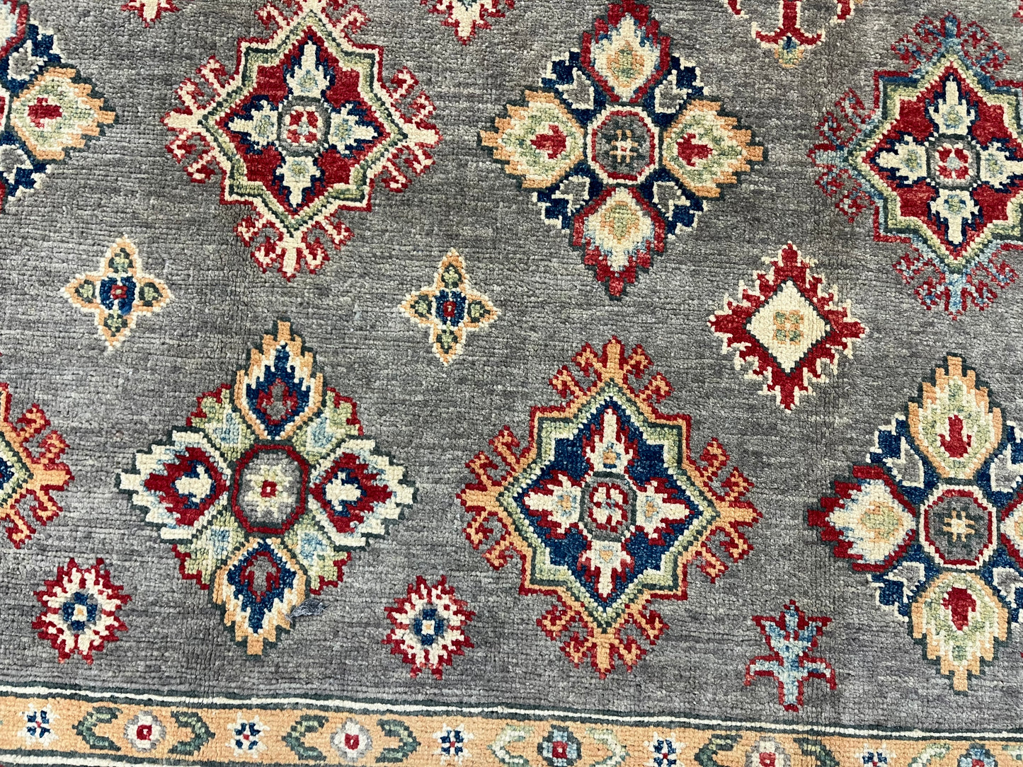 Kazak Gray Brown 6X8 Handmade Wool Rug # 13904