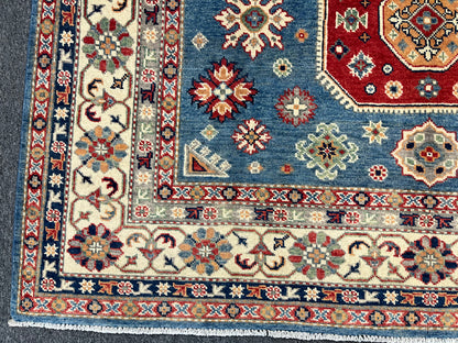 Kazak Light Blue 6X8 Handmade Wool Rug # 13899