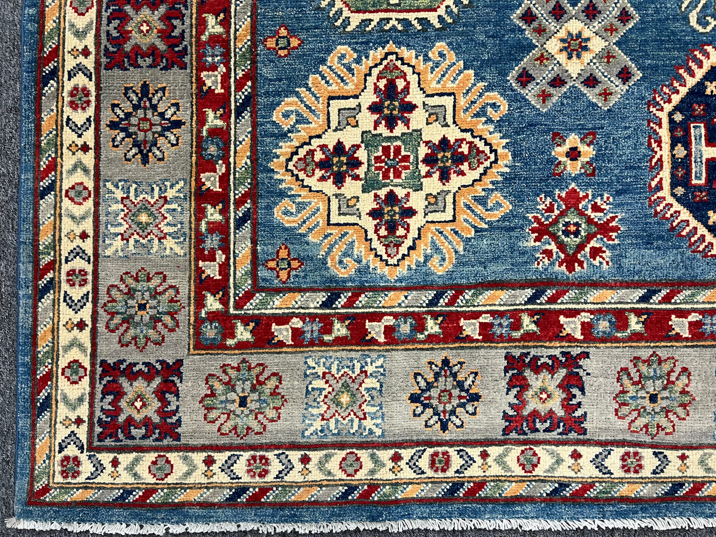 Kazak Light Blue/Gray 6X9 Handmade Wool Rug # 13909