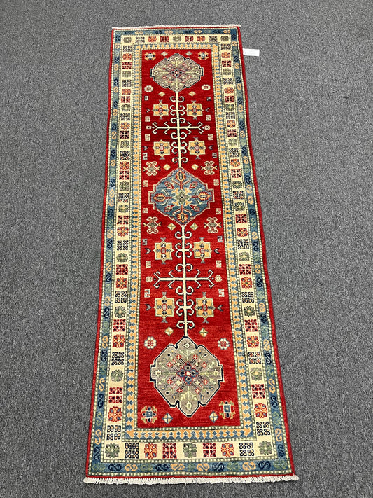 Runner Kazak Red 2' 5"X8' Handmade Wool Rug # 13793