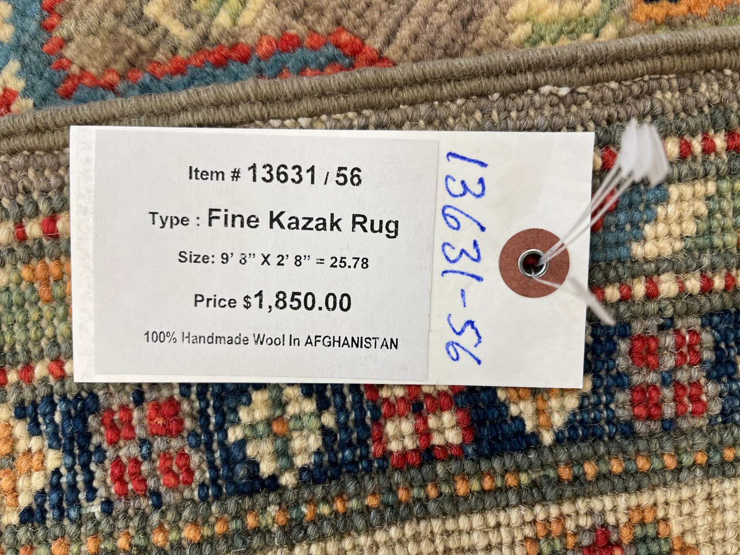 Kazak Runner Gray 2' 8"X10' Handmade Wool Rug # 13631