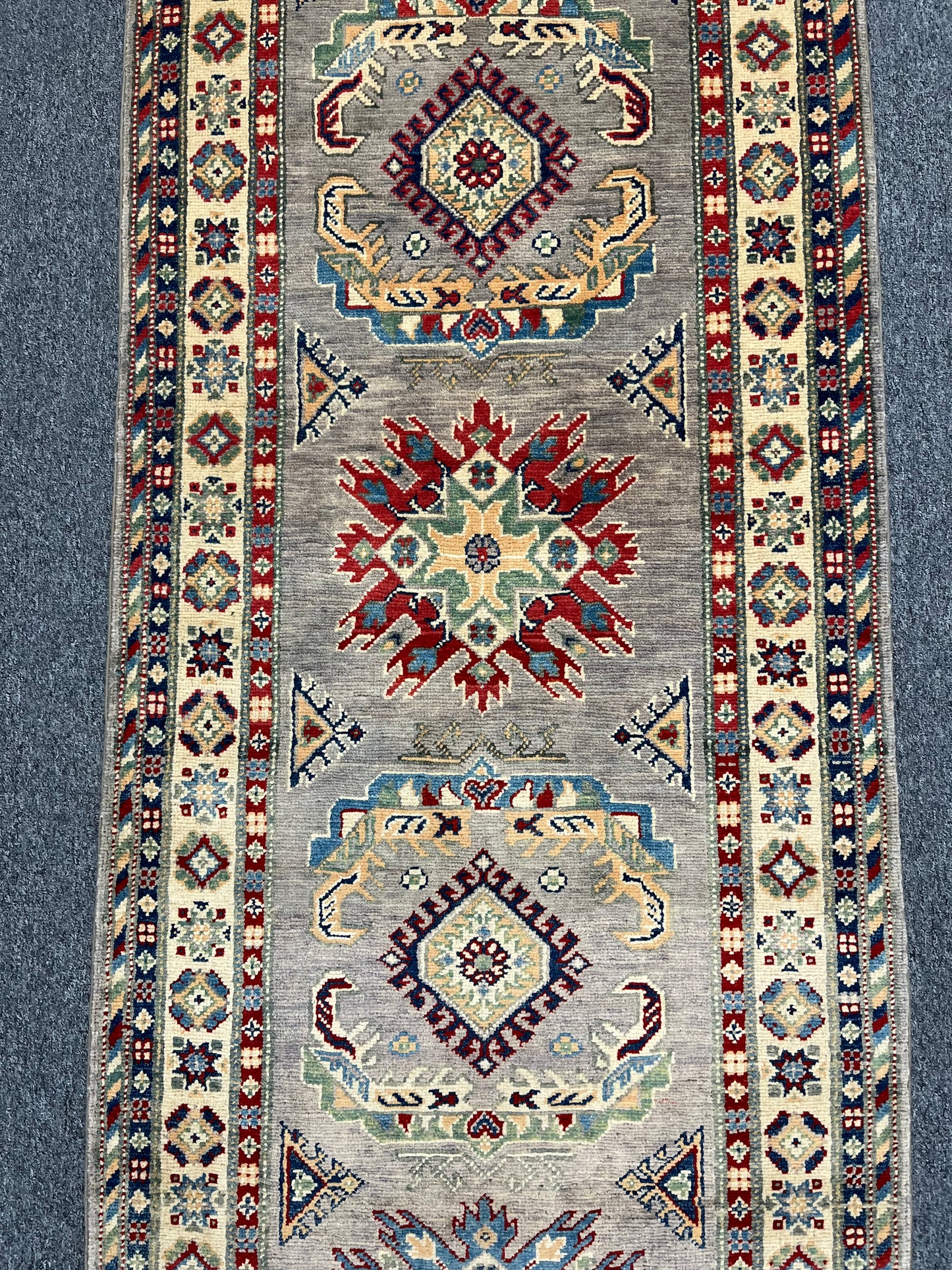 Kazak Runner Gray 2' 9"X10' Handmade Wool Rug # 13629