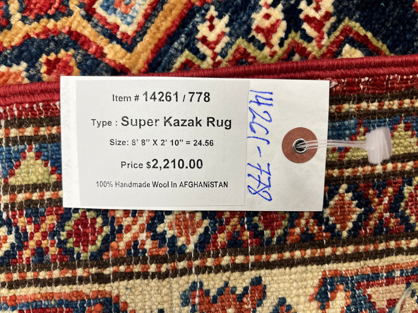 Runner Super Kazak Red 2' 10"X9' Handmade Wool Rug # 14261