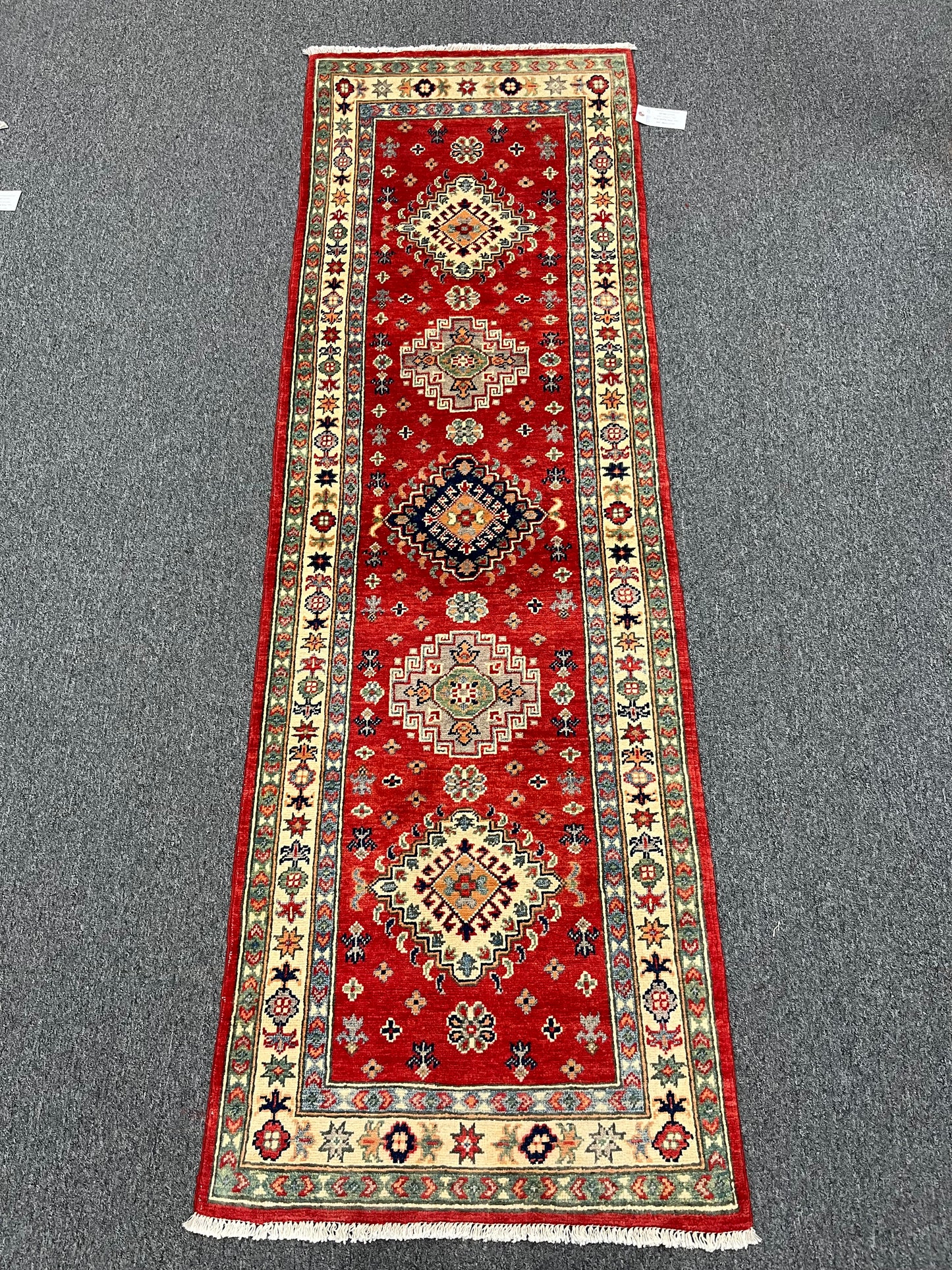 Kazak Runner Red 2' 5"X8' Handmade Wool Rug # 13788