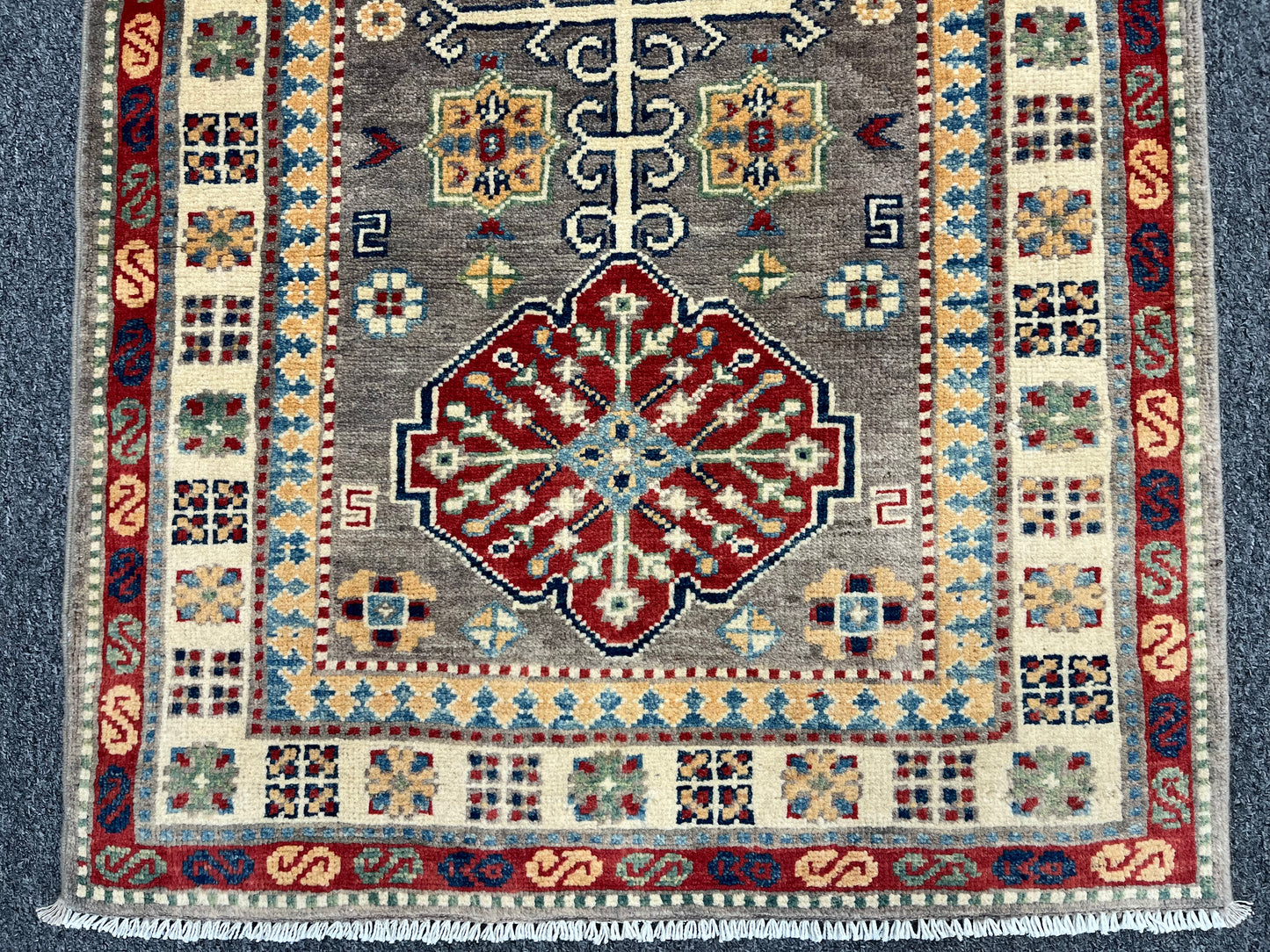 Kazak Runner Gray 2' 6"X6' Handmade Wool Rug # 13641