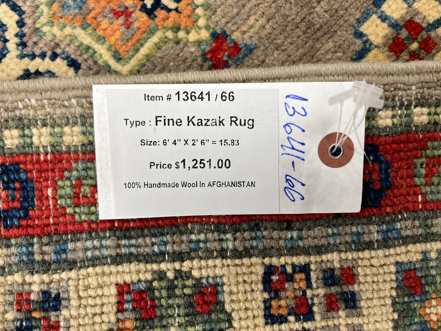Kazak Runner Gray 2' 6"X6' Handmade Wool Rug # 13641