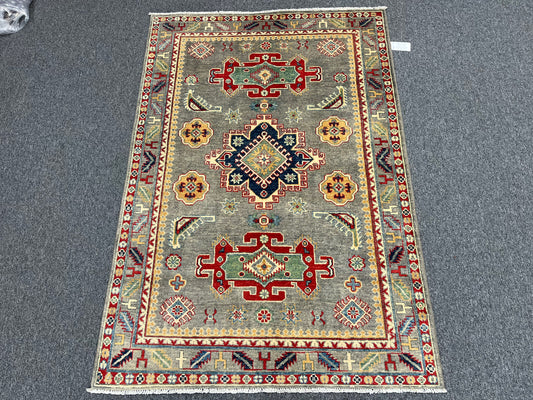 4X6 Kazak Soft Gray Wool Hand-knotted Area Rug # 13690