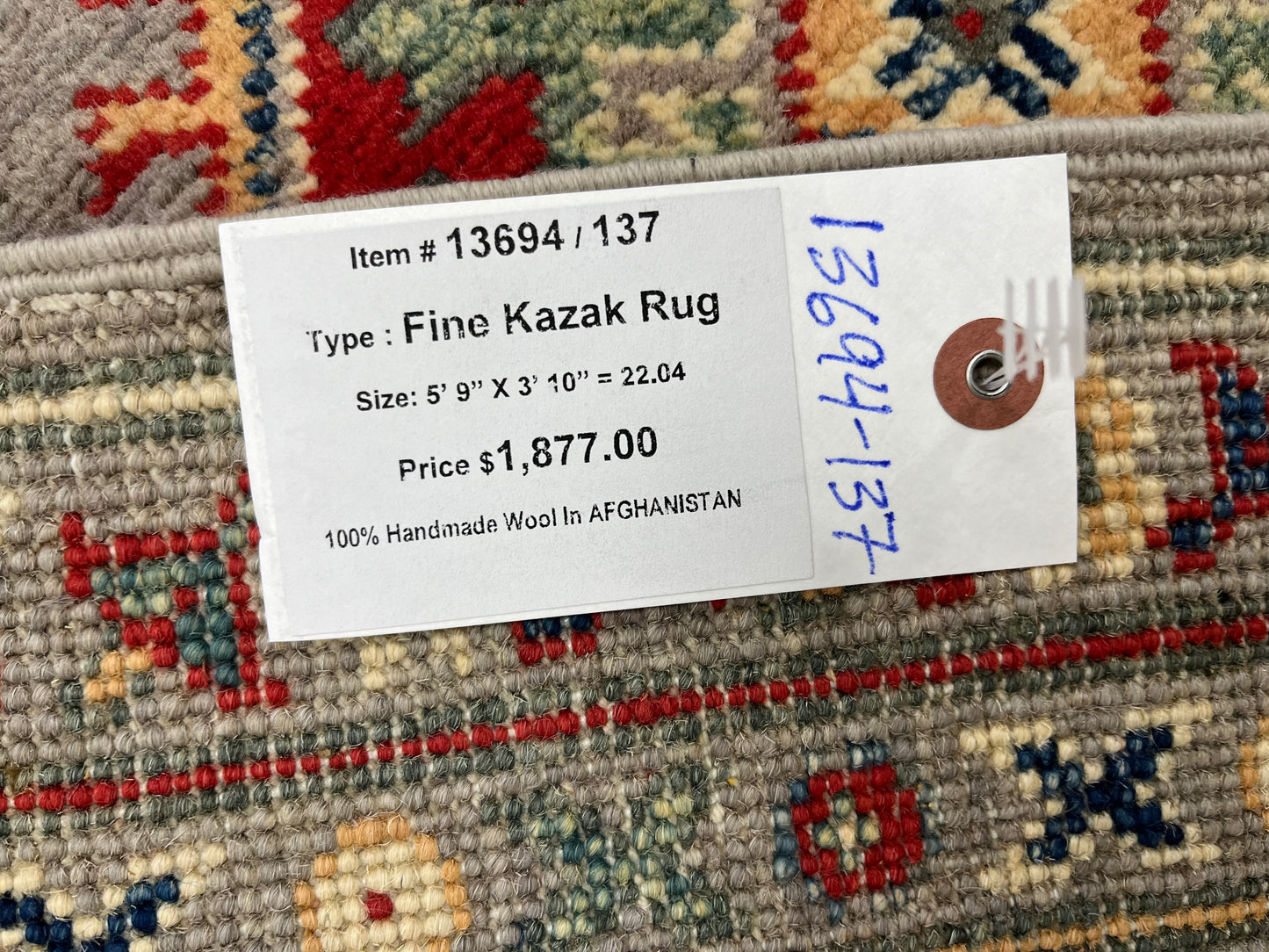 Kazak Soft Gray 4X6 Wool Hand-knotted Rug # 13694