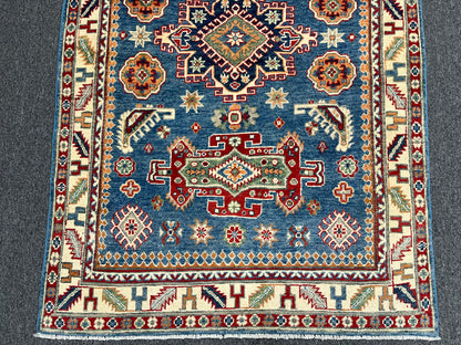 Kazak Light Blue 4X6 Handmade Wool Rug # 13844