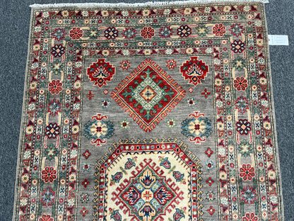 Kazak Soft Gray/Brown 4X6 Wool Handmade Rug # 13747