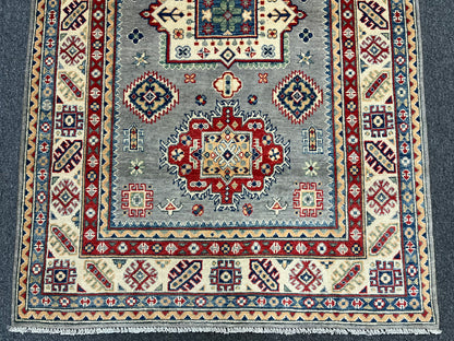 Gray Kazak Hand knotted 4X6 Oriental Wool Rug # 13744