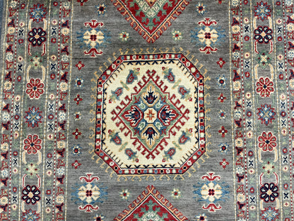 Kazak Gray 4X6 Handmade Wool Rug # 13587