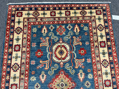 Kazak Light Blue 4X6 Handmade Wool Rug # 13589