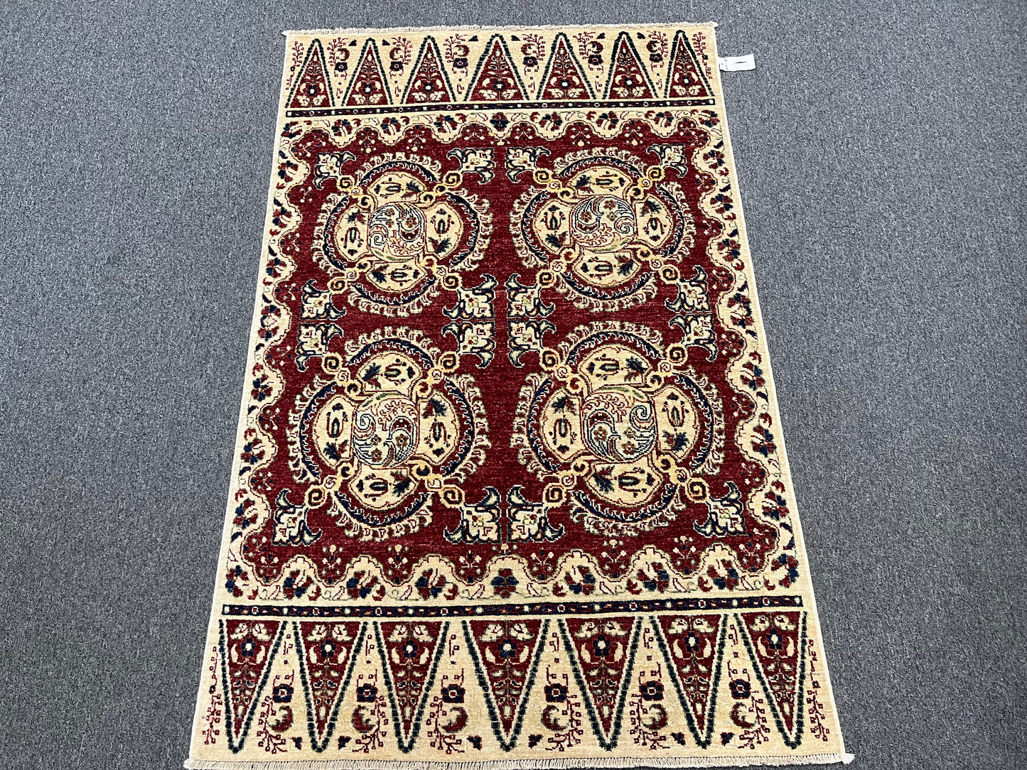 4X6 Red Oushak Handmade Wool Rug # 9174