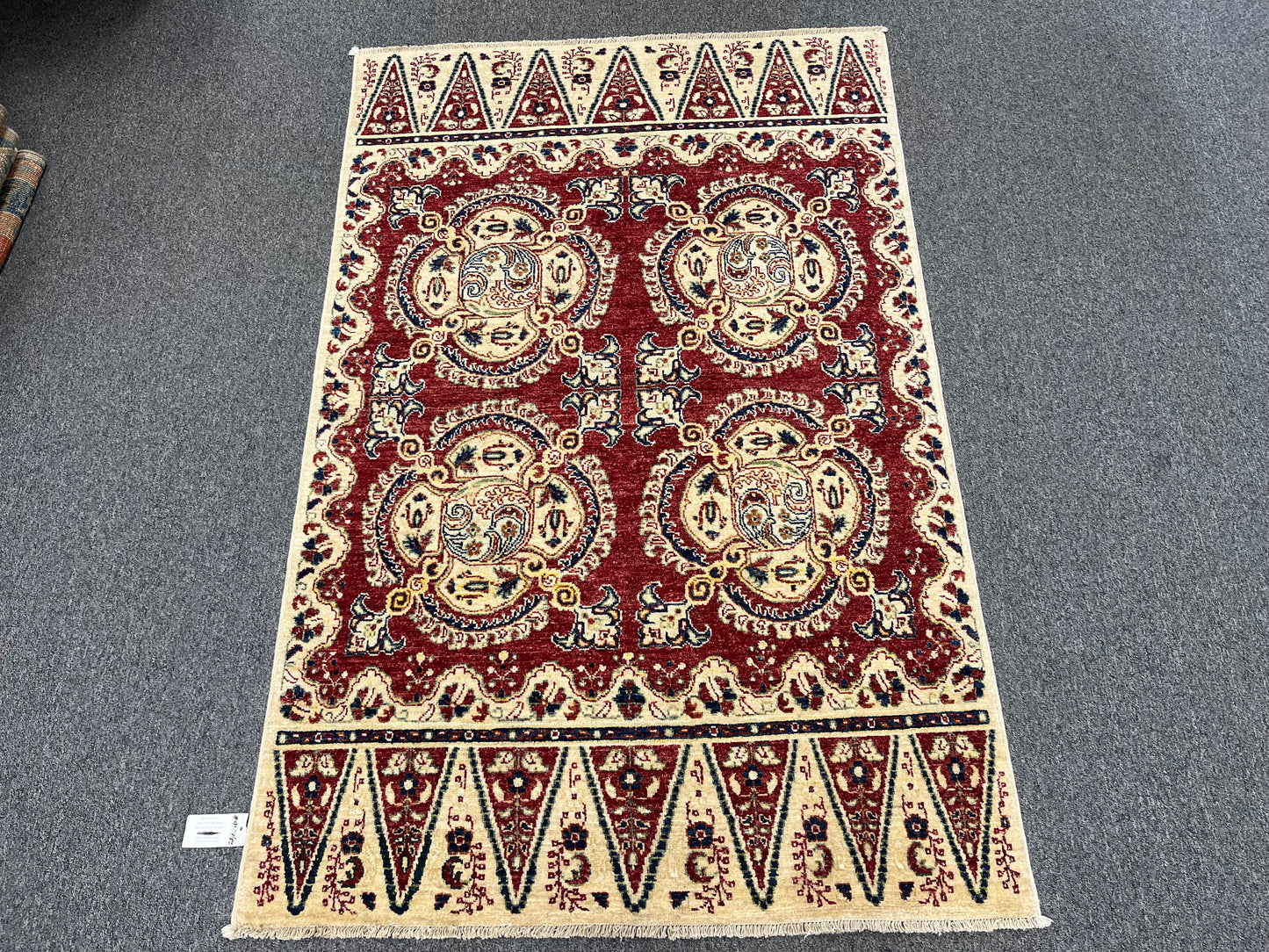 4X6 Red Oushak Handmade Wool Rug # 9174