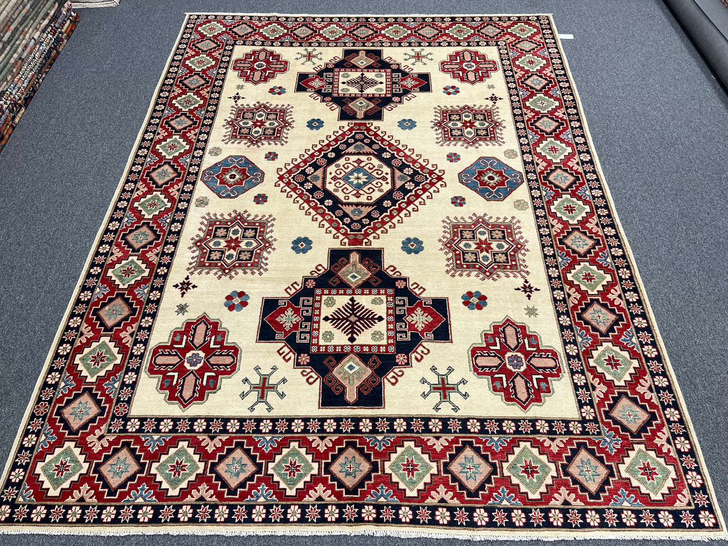 Kazak Beige 9X11 Handmade Wool Rug # 13738