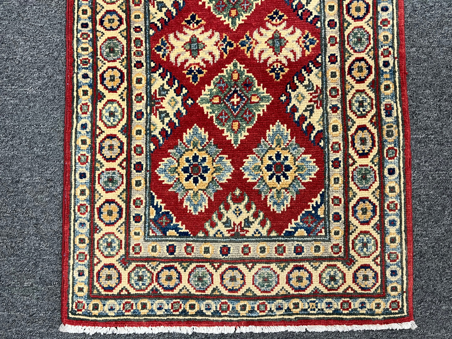 2X3 Geometric Kazak Handmade Wool Rug # 13795