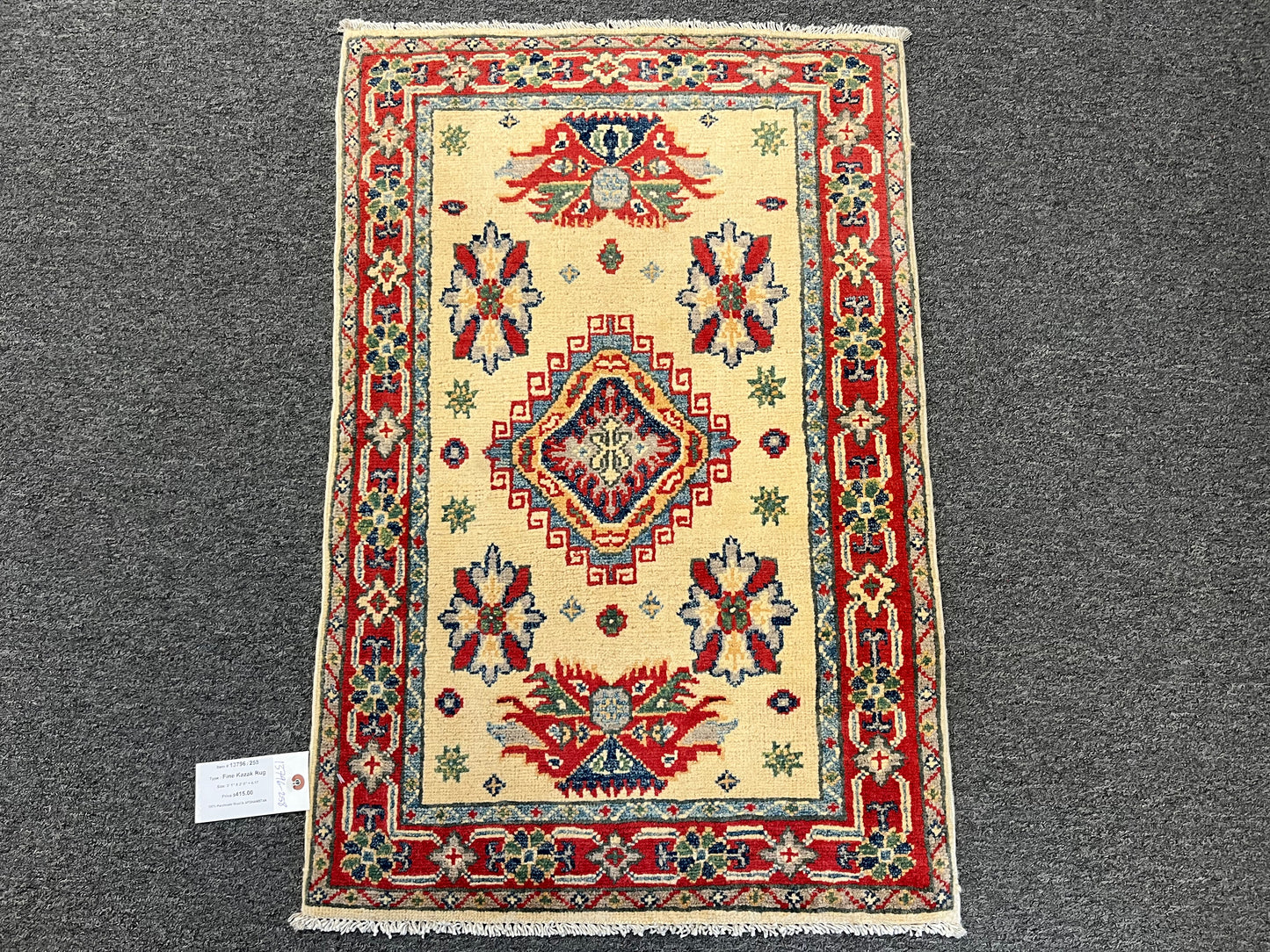 Kazak 2X3 Geometric Handmade Wool Rug # 13796
