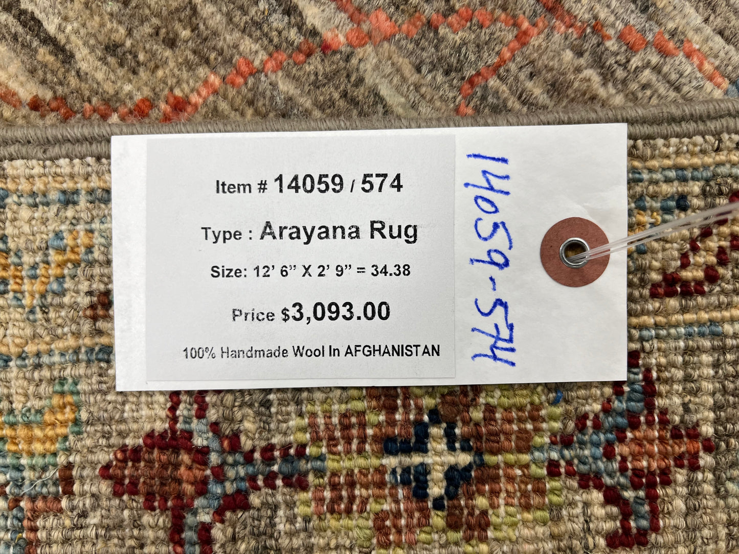 Gray Runner 2' 9"X 13' Mahal Handmade Wool Rug # 14059