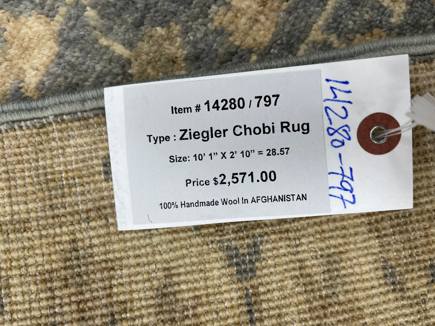 Gray Oushak Runner 3'X10' Handmade Wool Rug # 14280