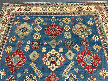 Light Blue Kazak 10X14 Handmade Wool Rug # 13886