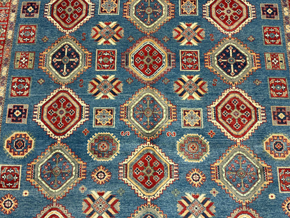 Light Blue 8X11 Kazak Handmade Wool Rug # 13736