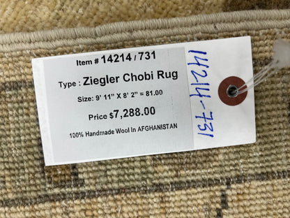 Ivory Oushak Chobi 8X10 Handmade Wool Rug # 14214
